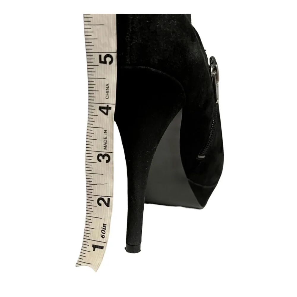 Marc Fisher Black Suede Platform Stiletto Heels Side Zip Booties Size 9.5